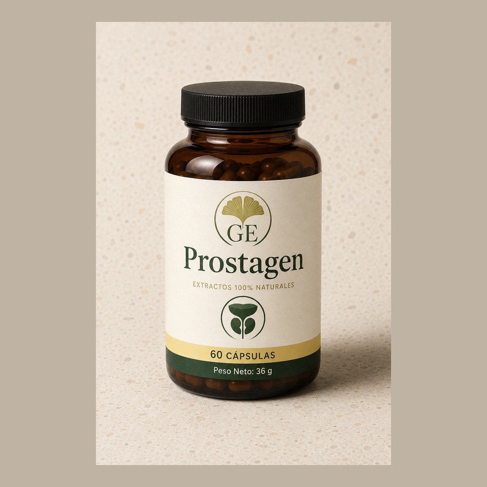 Envase de Prostagen con etiqueta legible